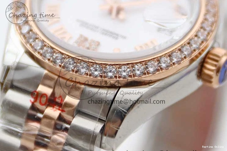 0121 Trendy Lady DateJust 28 SS RG TWF Diamonds Bezel 1:1 Best Edition White Dial Roman Markers on Jubilee Bracelet NH 2129